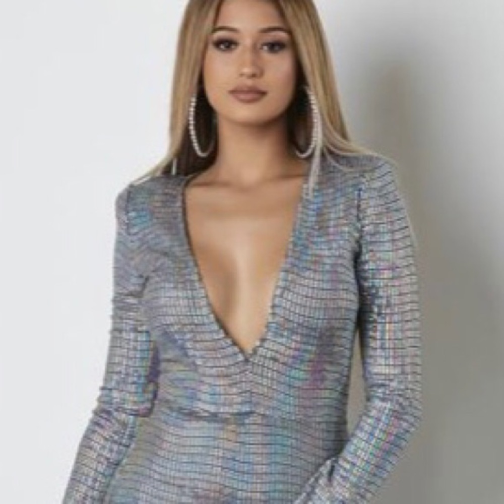 Honey Bum Silver Dime Piece Mini Dress size small - Picture 6 of 13